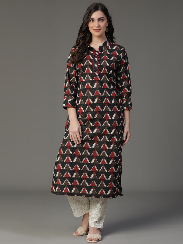 Black & Red print Cotton kurti