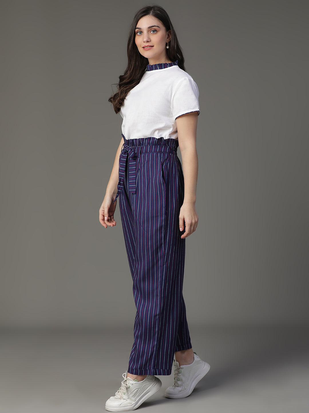 White & Blue Cotton Coord Set