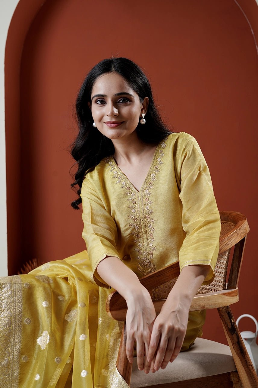 Marigold Silk Suit Set of Three