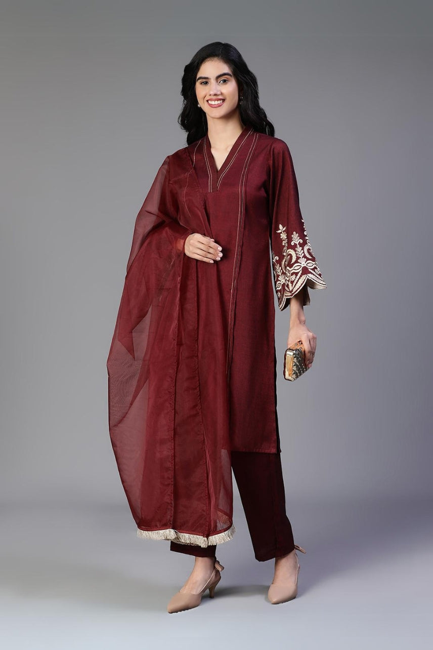 Aaira Suit Set Trio (Wine)