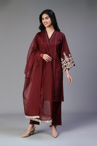 Aaira Suit Set Trio (Wine)