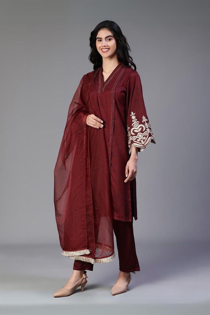 Aaira Suit Set Trio (Wine)