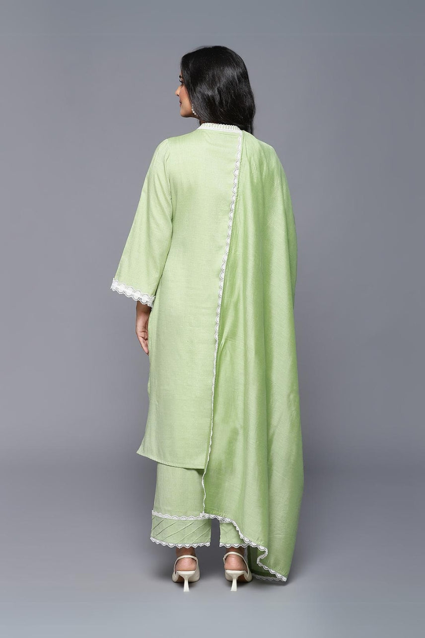 Green Pakistani Style Suit Set Trio