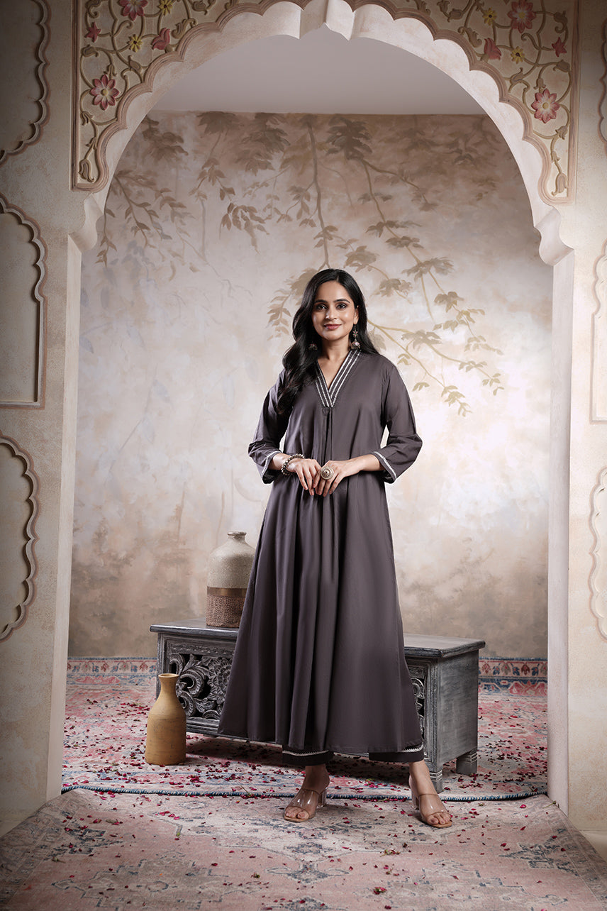 Apurva dark grey Trio cotton suit set