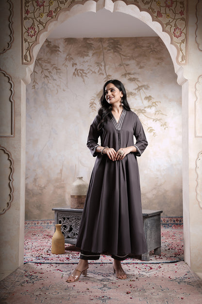 Apurva dark grey Trio cotton suit set