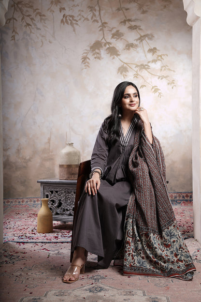 Apurva dark grey Trio cotton suit set