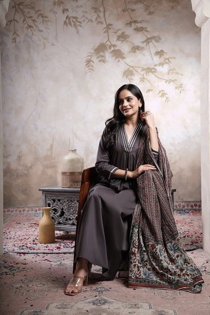 Apurva dark grey Trio cotton suit set