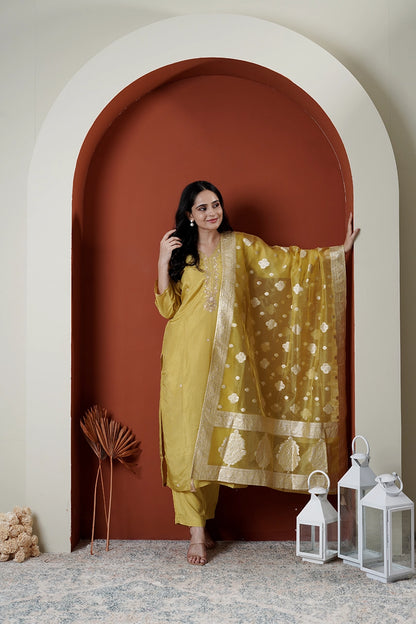 Marigold Silk Suit Set of Three