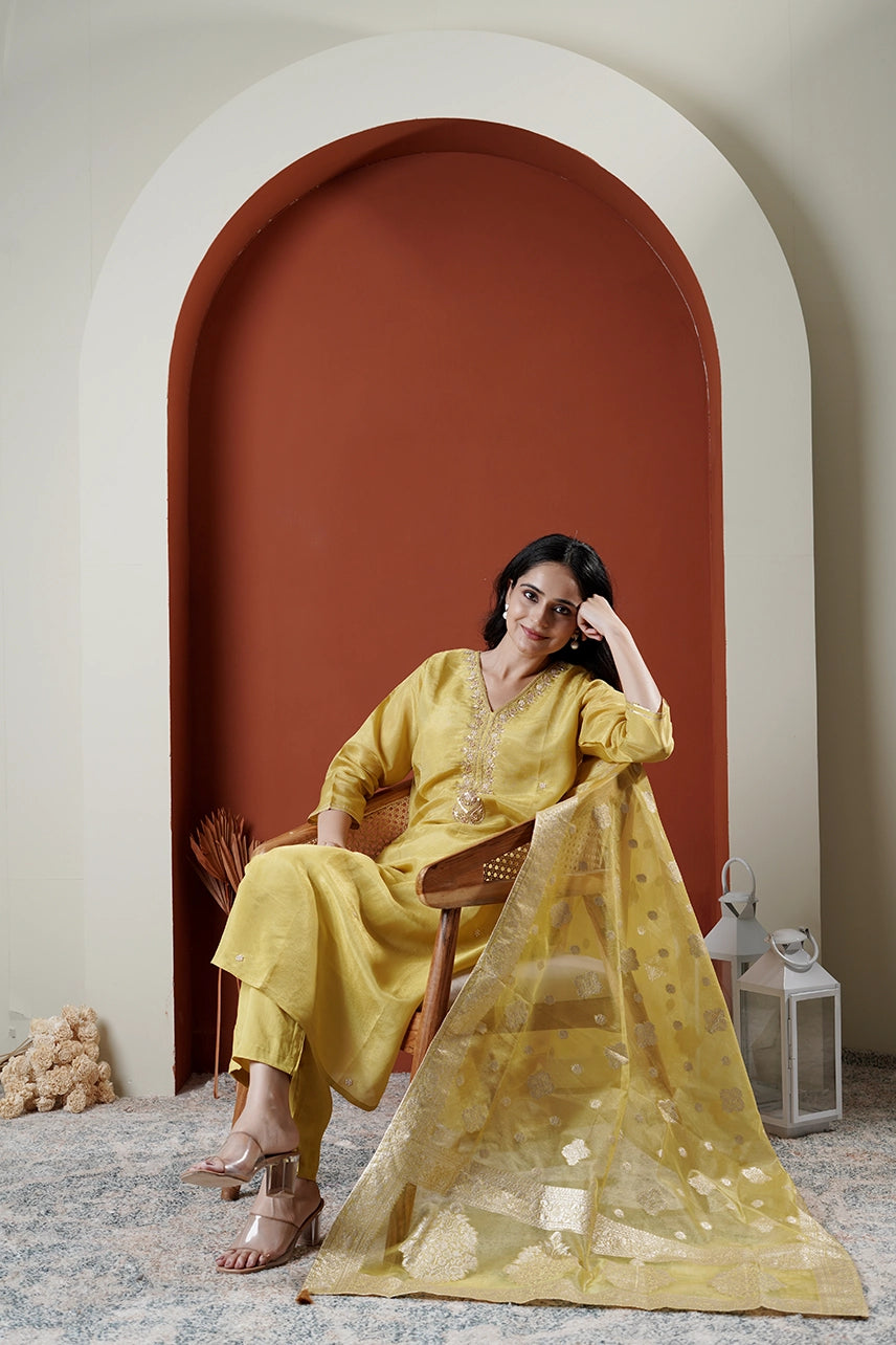 Marigold Silk Suit Set of Three