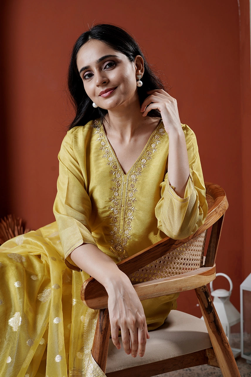 Marigold Silk Suit Set of Three