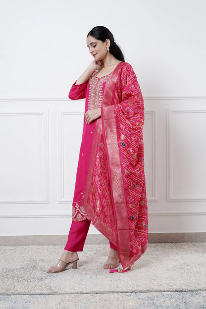 Iqra Rani Pink Suit Set of Three