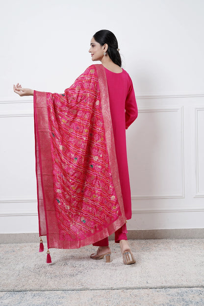 Iqra Rani Pink Suit Set of Three