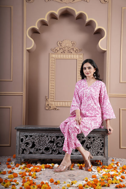 Kusum Pink  floral Print co-ord set